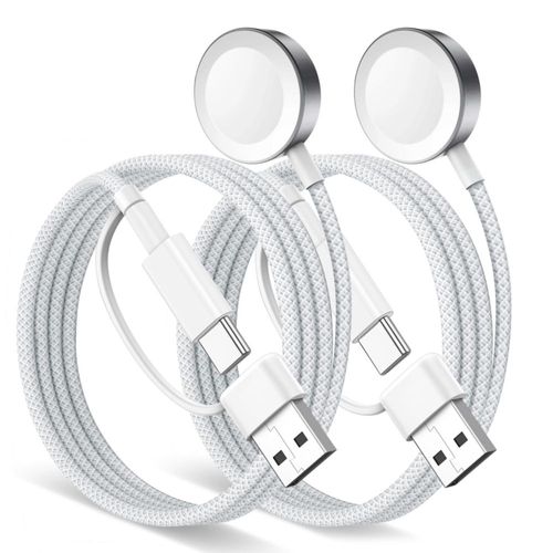 Cargador para Apple Watch Minlu 2 en 1 USB A/C trenzado 12 m