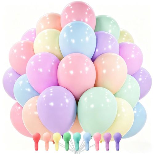 Globos de látex PartyWoo 30 cm Pastel Arcoíris 100 piezas