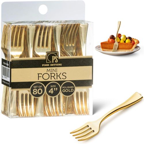 Posh Setting - 80 tenedores desechables dorados de 10 cm