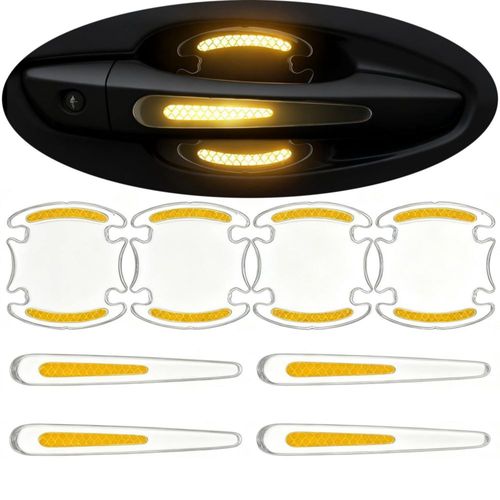 Protector de Manija de Puerta JRSMBCG 8 piezas Transparente con detalle amarillo
