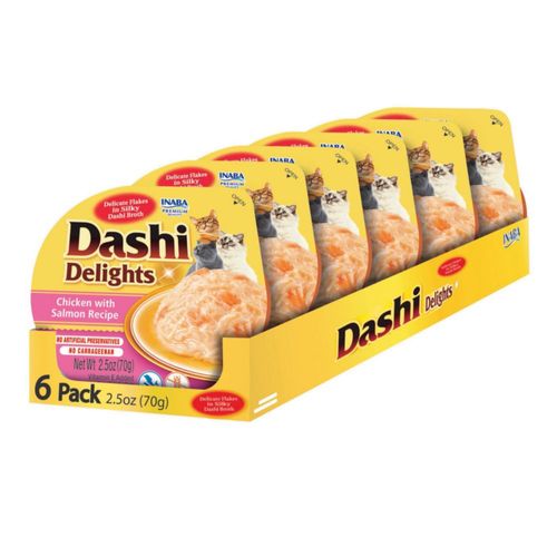 Golosinas para gato INABA Dashi Delights 6 uds Pollo y Salmón