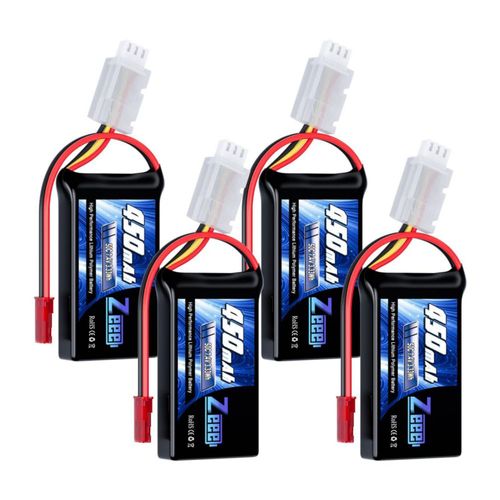 Batería LiPo Zeee 2S 450 mAh 74 V 50C JST (Pack de 4)