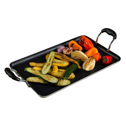 Plancha Imusa 43x25 cm Cerámica Negra de Doble Quemador