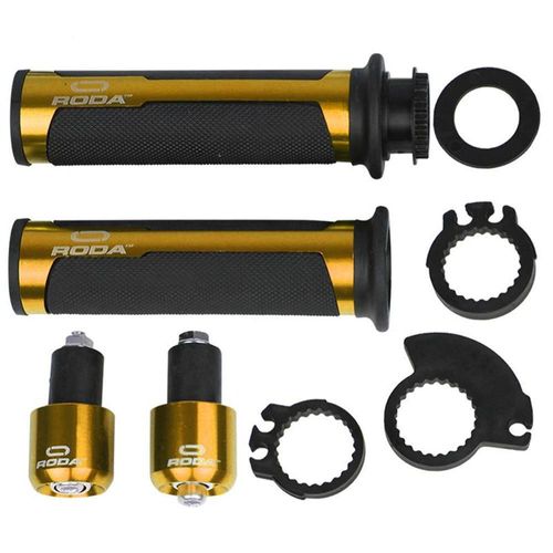 Puño negros con contrapeso aluminio dorado set roda