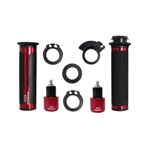 Puño negros con contrapeso aluminio rojo set roda