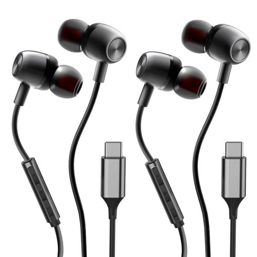 Audífonos USB‑C para Samsung S24 S23 FE S22 S21 S20 A53 A54 y iPhone 17 Pro Max iPhone 16 Pro – Intrauditivos con cable metálico micrófono control de