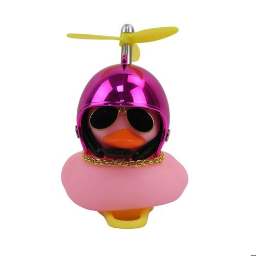 Pato decorativo rosa con casco cromado rosa