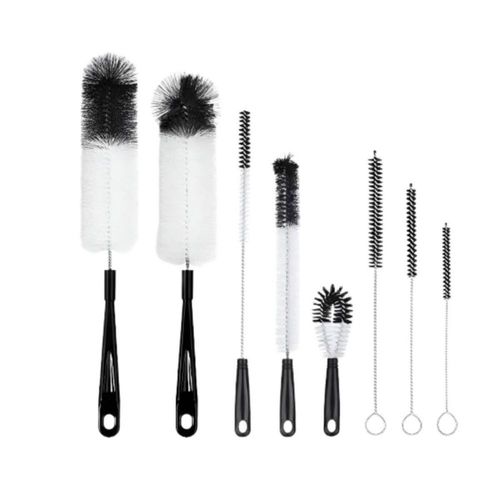 Set De 8 Cepillos De Limpieza Botellas Termos Botes Negro