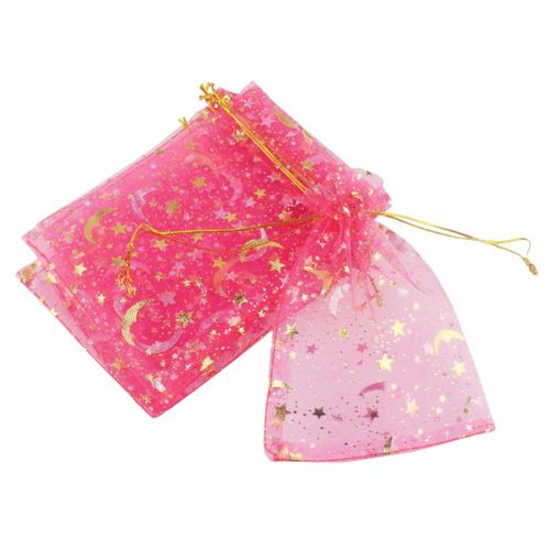 Bolsas de organza QIANHAILIZZ 9 × 12 cm pack de 100 color fucsia