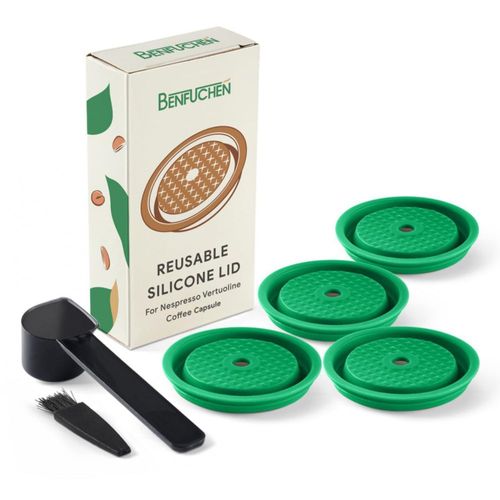 Tapa reutilizable de silicona para cápsulas de café BENFUCHEN – Pack de 4
