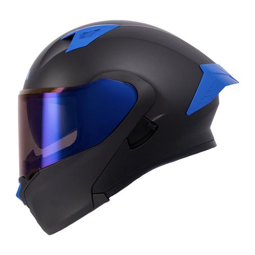 Casco roda rush negro mate mica azul abatible svs