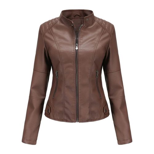 Chaqueta DEAR MODEL de Cuero Sintético para Mujer estilo Bomber Motociclista