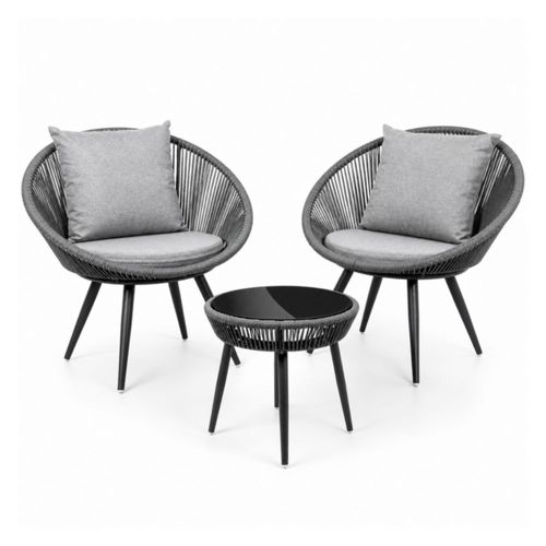 Sala Exterior Jardin Terraza 3pz Sillas Modernas Mesa Vidrio