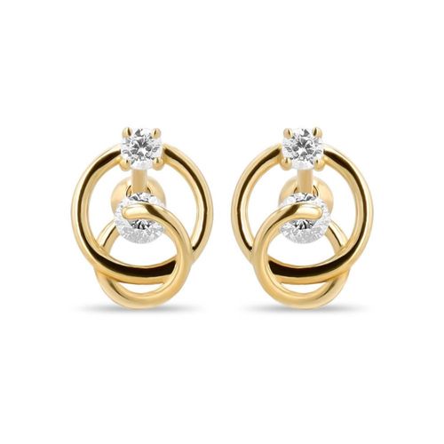 Broqueles De Oro Amarillo 10K Con Zirconias