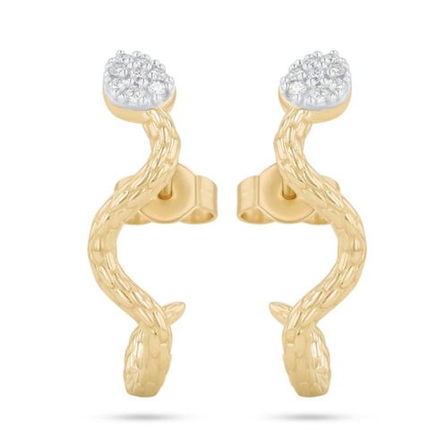 Aretes De Serpiente Oro Amarillo Con Platinado 10K Con 9Pts De Diamante