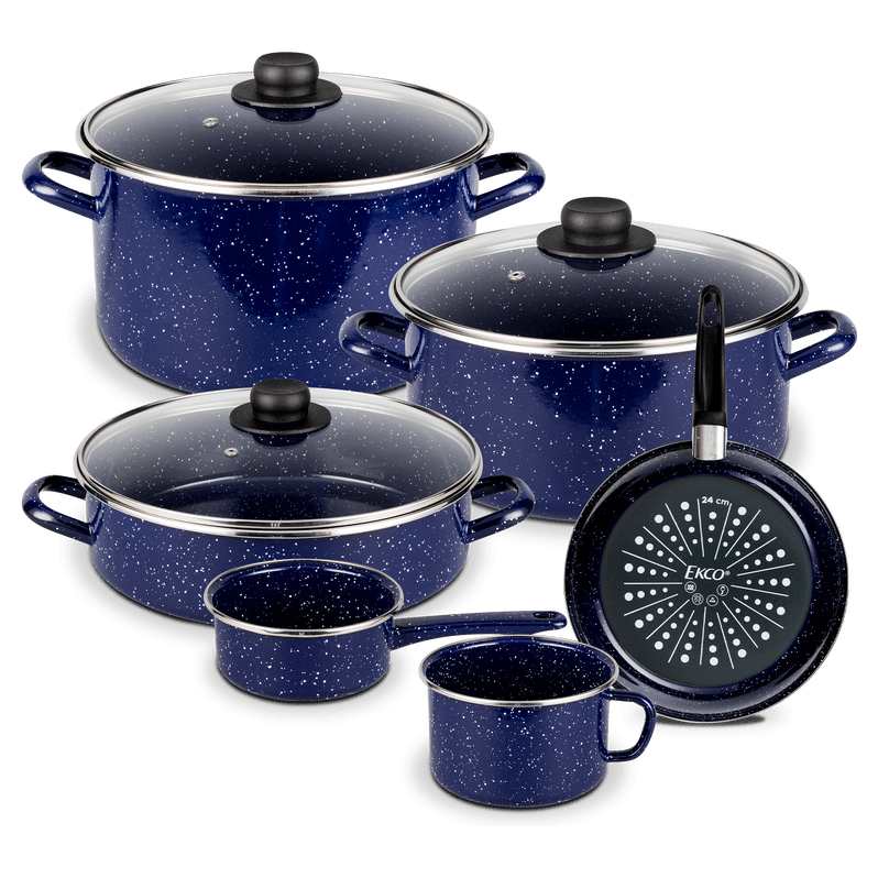 Batería de Cocina Victoria Ekco Acero esmaltado de 9 Pzas Azul Marino Elektra en Línea Batería de Cocina Victoria Ekco Acero esmaltado de 9 Pzas Azul Marino Elektra en Línea