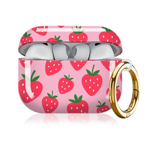 Funda a prueba de golpes para AirPod Pro 3 KLCDORF Rosa con diseño de fresa
