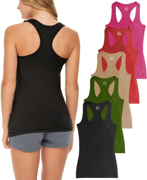 Top sin mangas Sexy Basics de algodón elastizado con corte racerback