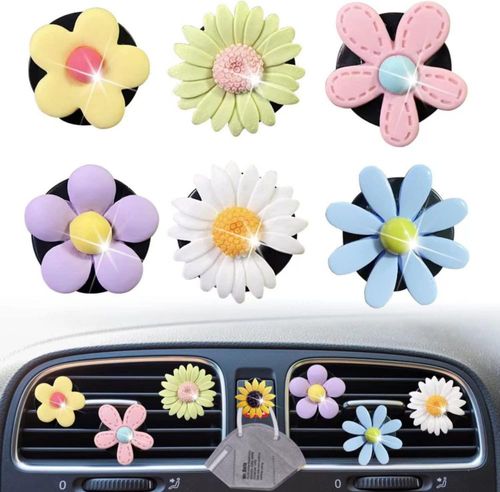 Clips para ventilación de coche Xinjincang 7 piezas con flores de margarita y diseño adorable