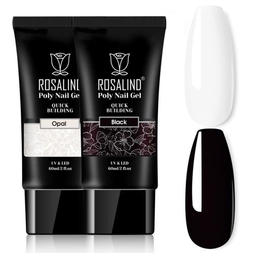 Gel Polimérico para Uñas ROSALIND Pack de 2 60 ml Negro y Blanco