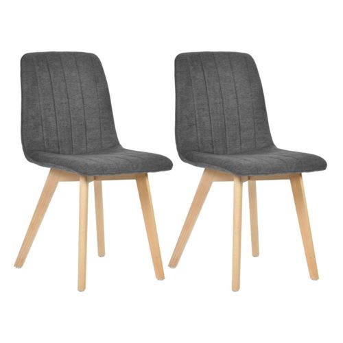 Juego de 2 Sillas para Comedor Patas de Madera Gris
