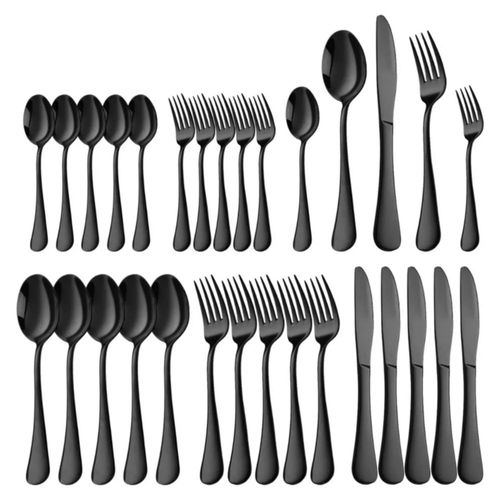Juego De Cubiertos De Acero Inoxidable Negro Para 6 Personas todo negro 30 pz