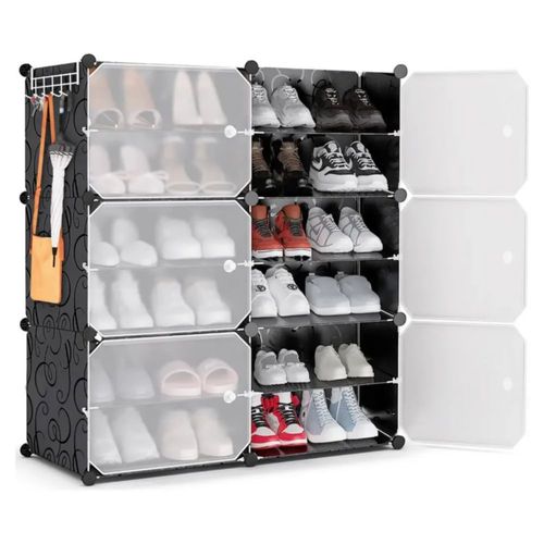 Closet Zapatera Organizador De Zapatos Estante Caja Zapatero, Color Negro