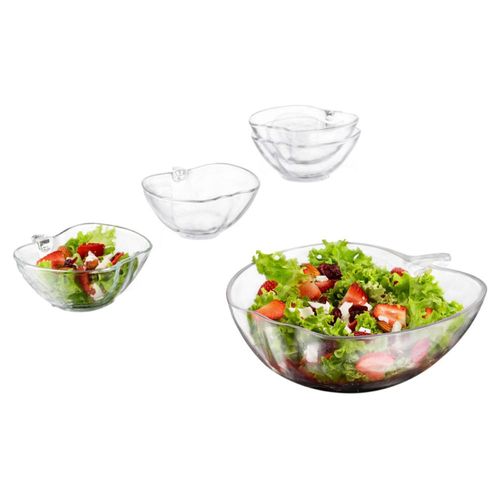 Juego Platon Tazon Ensaladera Bowl 5 Pzs Forma Manzana Crisa