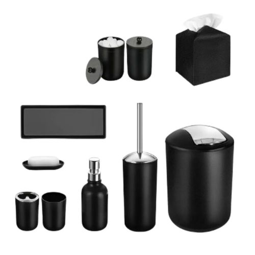 Conjunto De Accesorios De Baño De 6 Piezas Negro Clásico
