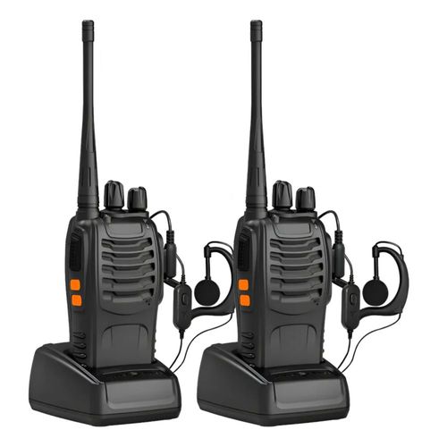 2 Radios Walkie Talkie Uhf Manos Libres 2 Vías, Color Negro