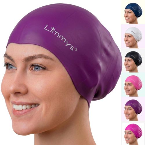 Gorro de natación Limmys para cabello largo elástico y antideslizante
