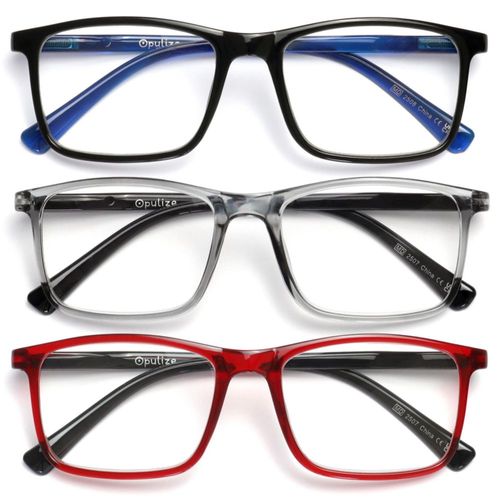 Gafas de lectura OPULIZE +3.00 negro gris rojo paquete de 3