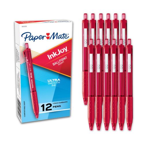 Bolígrafos de tinta roja Paper Mate InkJoy 300RT 1.0 mm (12 unidades)