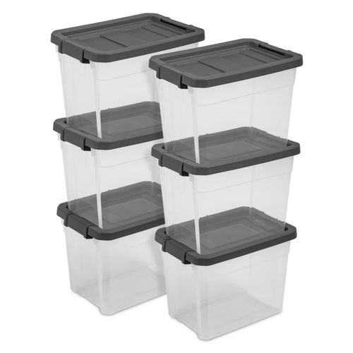 Caja apilable Sterilite 30 L pack de 6 con tapa de cierre