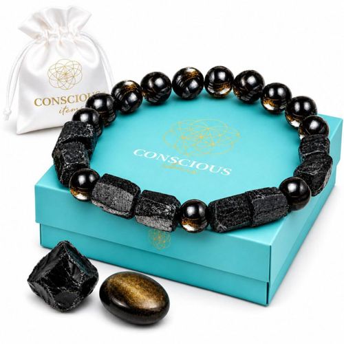 Pulsera Conscious Items 8 mm 17 cm Turmalina Negra