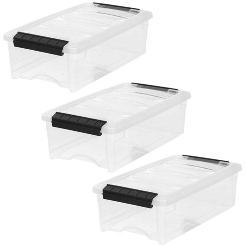 Cajas de almacenamiento IRIS USA pack de 3 unidades 6 L transparentes y negras