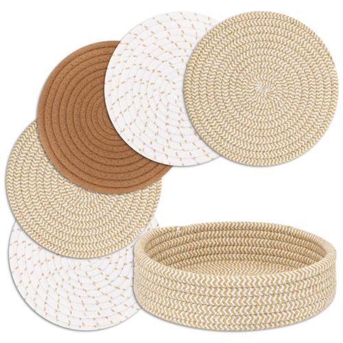 Protectores de calor Cazzon 18 cm Mezcla Marrón 5 uds. con cesta incluida