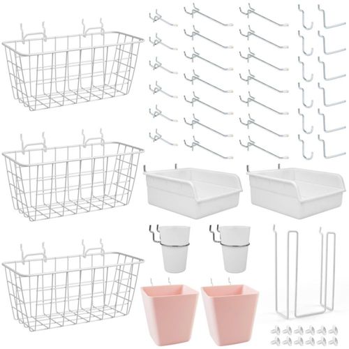 Organizador de Panel Perforado G.CORE 42 Piezas Blanco y Rosa