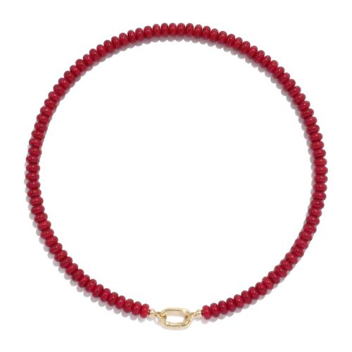 Collar ROISE LADY de 44 cm con cuentas de piedra roja estilo boho