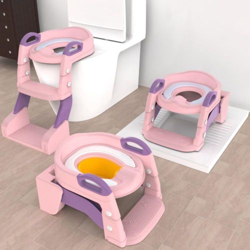 Asiento de inodoro SafiSpiral 3 en 1 plegable rosa