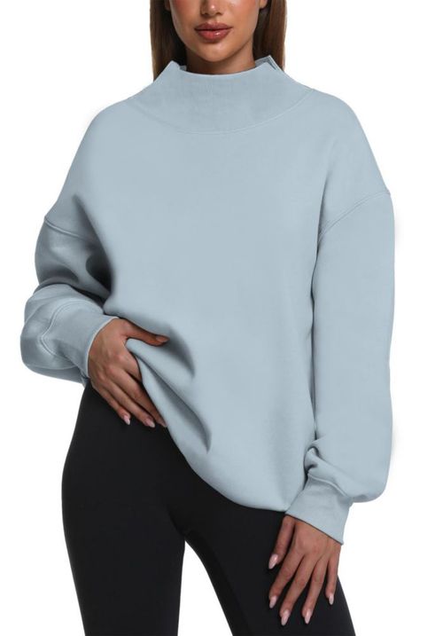 Sudadera Kottke Oversized de Cuello Alto y Manga Larga – Azul Claro
