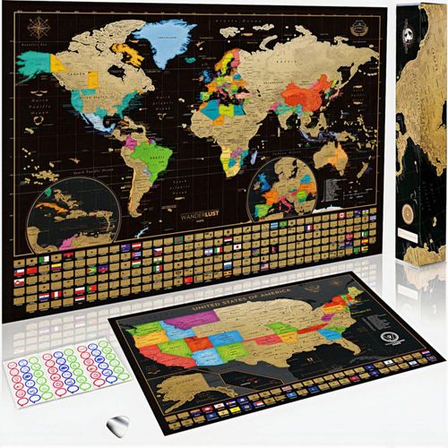Mapas Rasca y Gana W WANDERLUST MAPS 43 × 61 cm + 46 × 33 cm