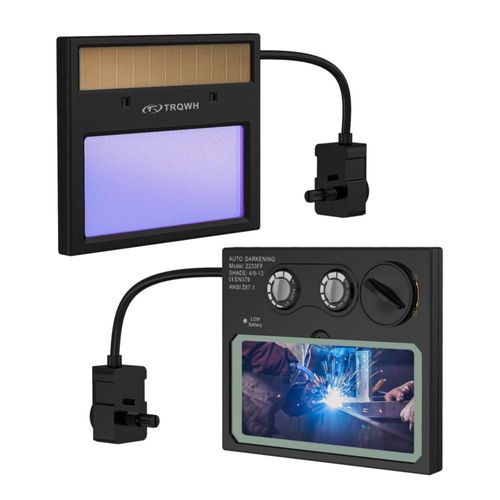 Lente de soldadura auto‑oscurable TRQWH 11 cm × 9 cm color real energía solar