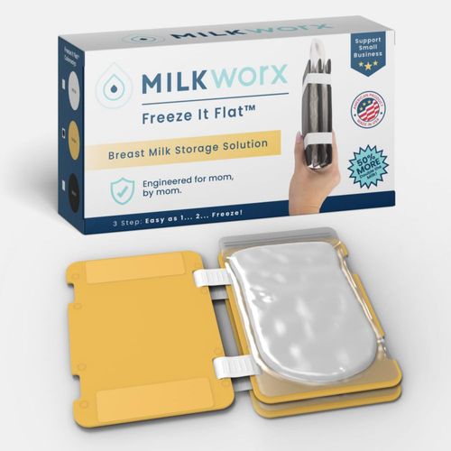 Organizador de leche materna MilkWorx amarillo paquete doble (1 unidad)