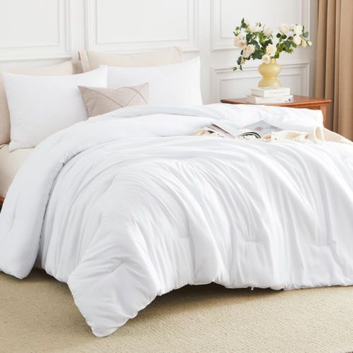Juego de edredón HIMEET Queen 230 cm blanco – 3 piezas