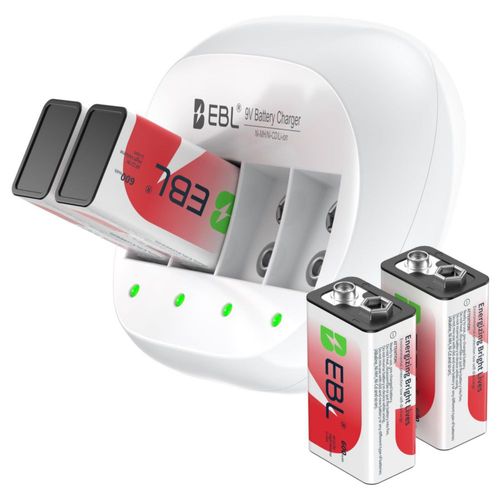 Cargador de Baterías EBL 9V Li‑ion 600 mAh (paquete de 4)