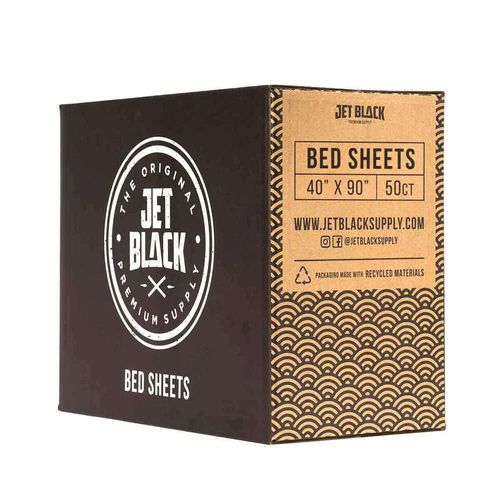 Sábanas protectoras para cama JET BLACK 102 cm × 229 cm Pack de 50
