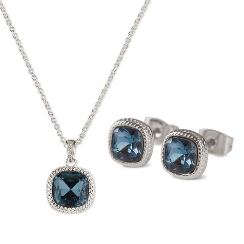 Set de joyería luckyly baño de oro 14k con zirconia cúbica cleo azul