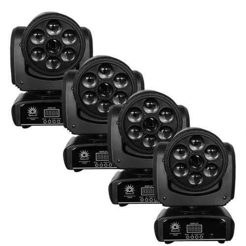 Combo 4 cabezas roboticas led spot 30w + kaleidoscopio python spot bbb