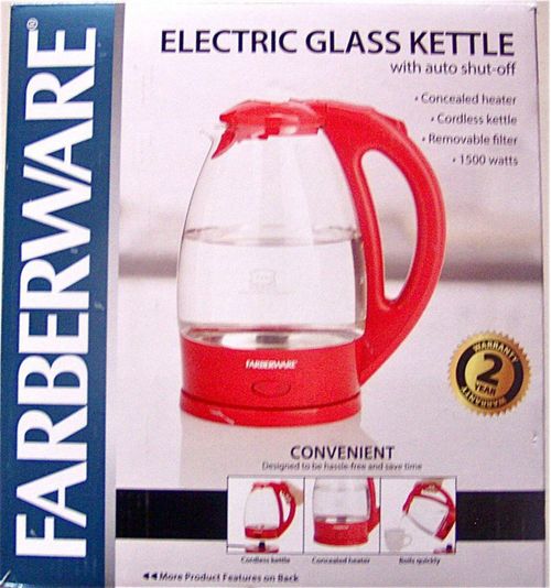 Farberware vidrio caldera eléctrica 1,7-L~roja